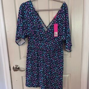 Lilly Pulitzer Parigi Skort Romper Seabreeze Blue Low Tide Navy Spotted Wild Med